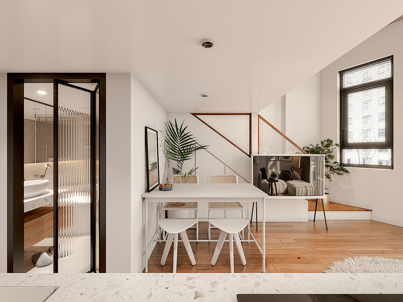 3ds max corona Interior minimalist modern Render simple Smallhouse studio visualization