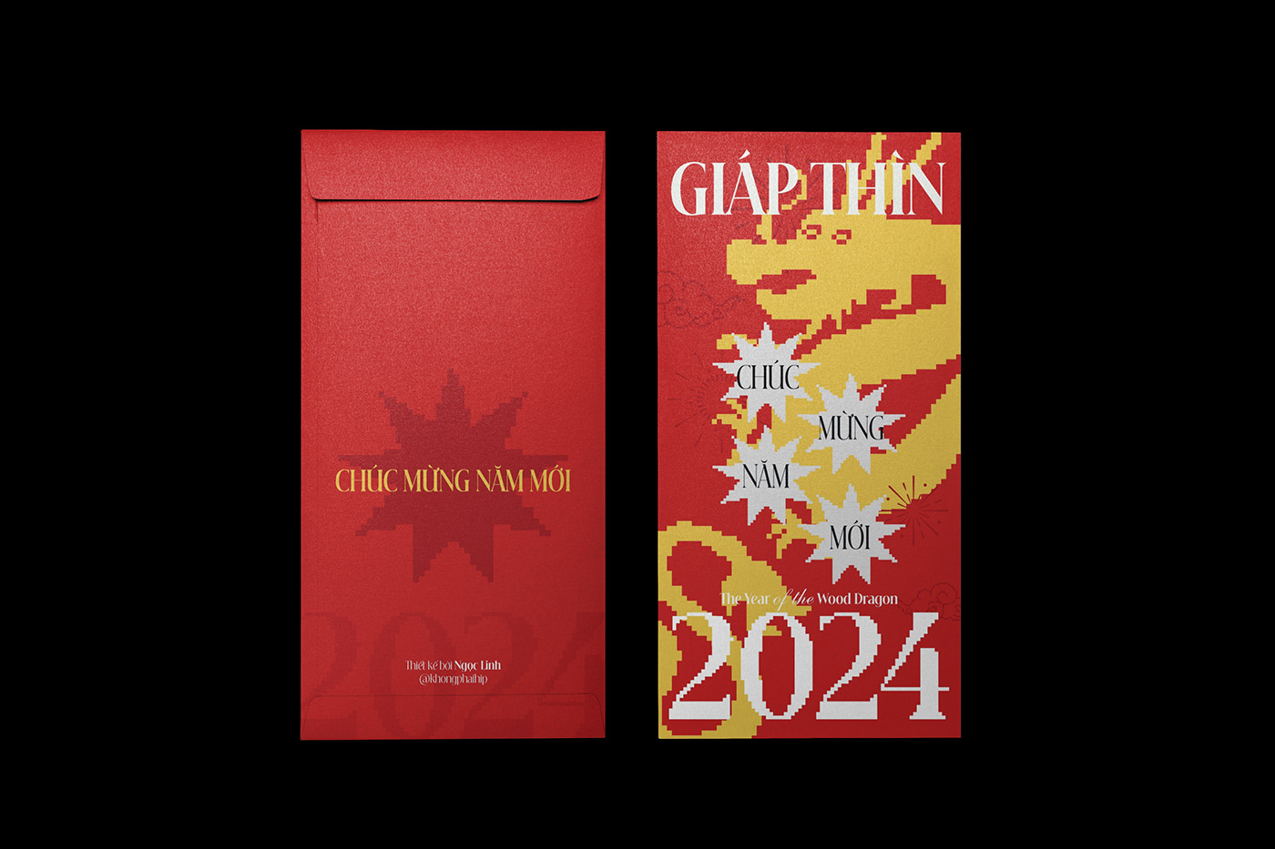 graphic design  vietnam Red Envelope Lunar New Year Pixel art print Packaging dragons 2024design new year