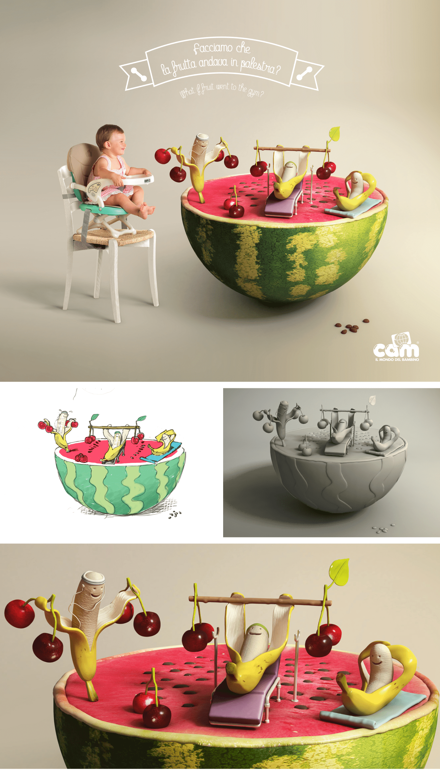 CAM children 3D plastic adobe illustrator Advertising  banner cinema 4d key visual kids