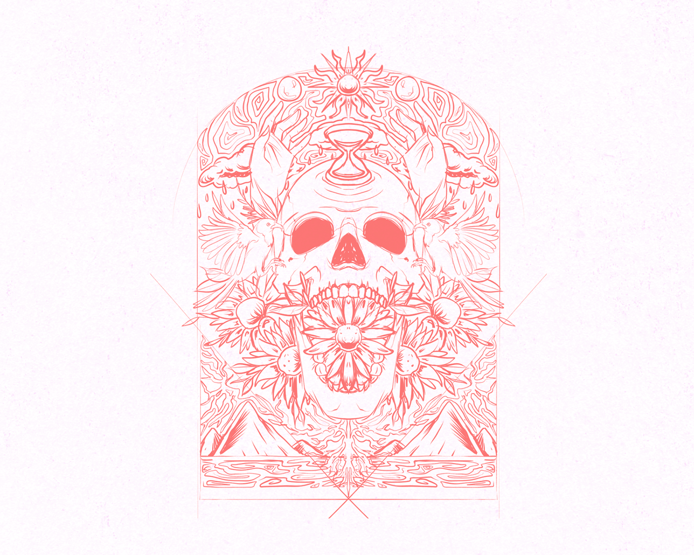 artwork death Digital Art  digital illustration ILLUSTRATION  Nature painting   skull psychedelic stoner