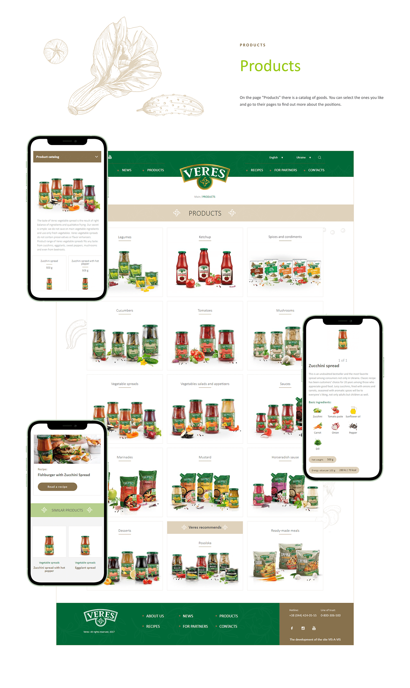 development eat Food  product shop site UI/UX veres vis-a-vis Web Design 
