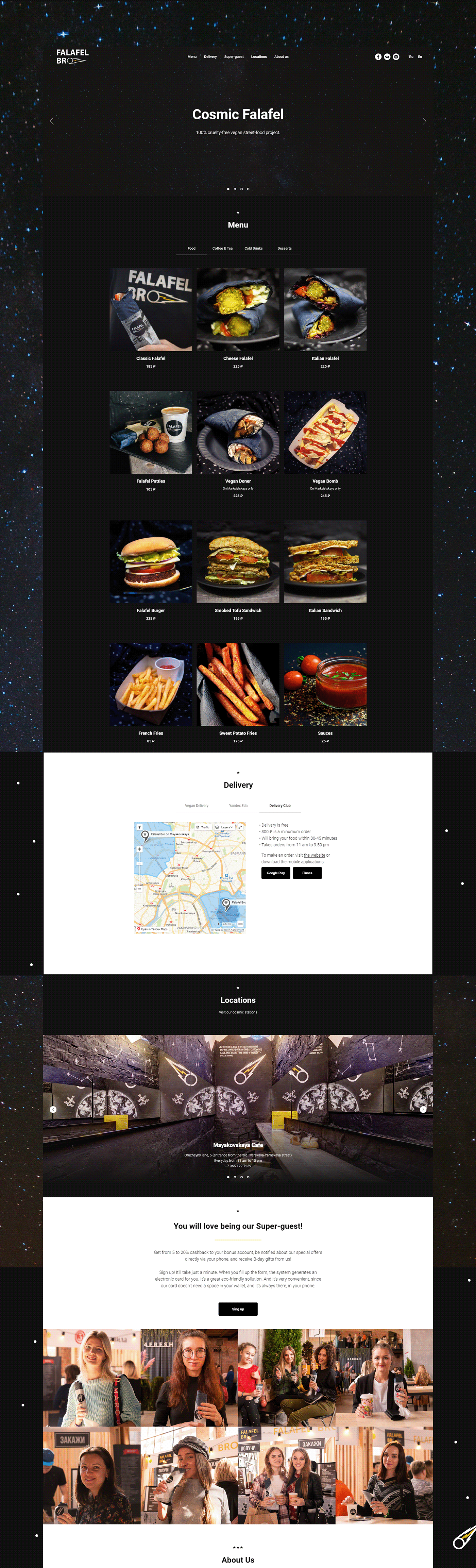 site Website tilda vegan Street Food Webdesign graphic design  Moscow Russia falafel bro