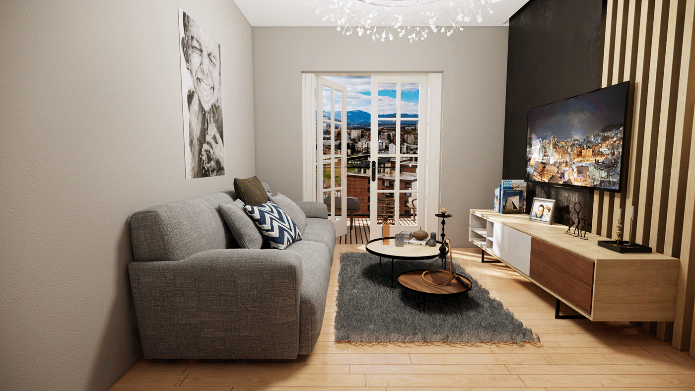 3dmodel DAMIJANKOPRIVC design Interior kitchen living room modern SketchUP sofa