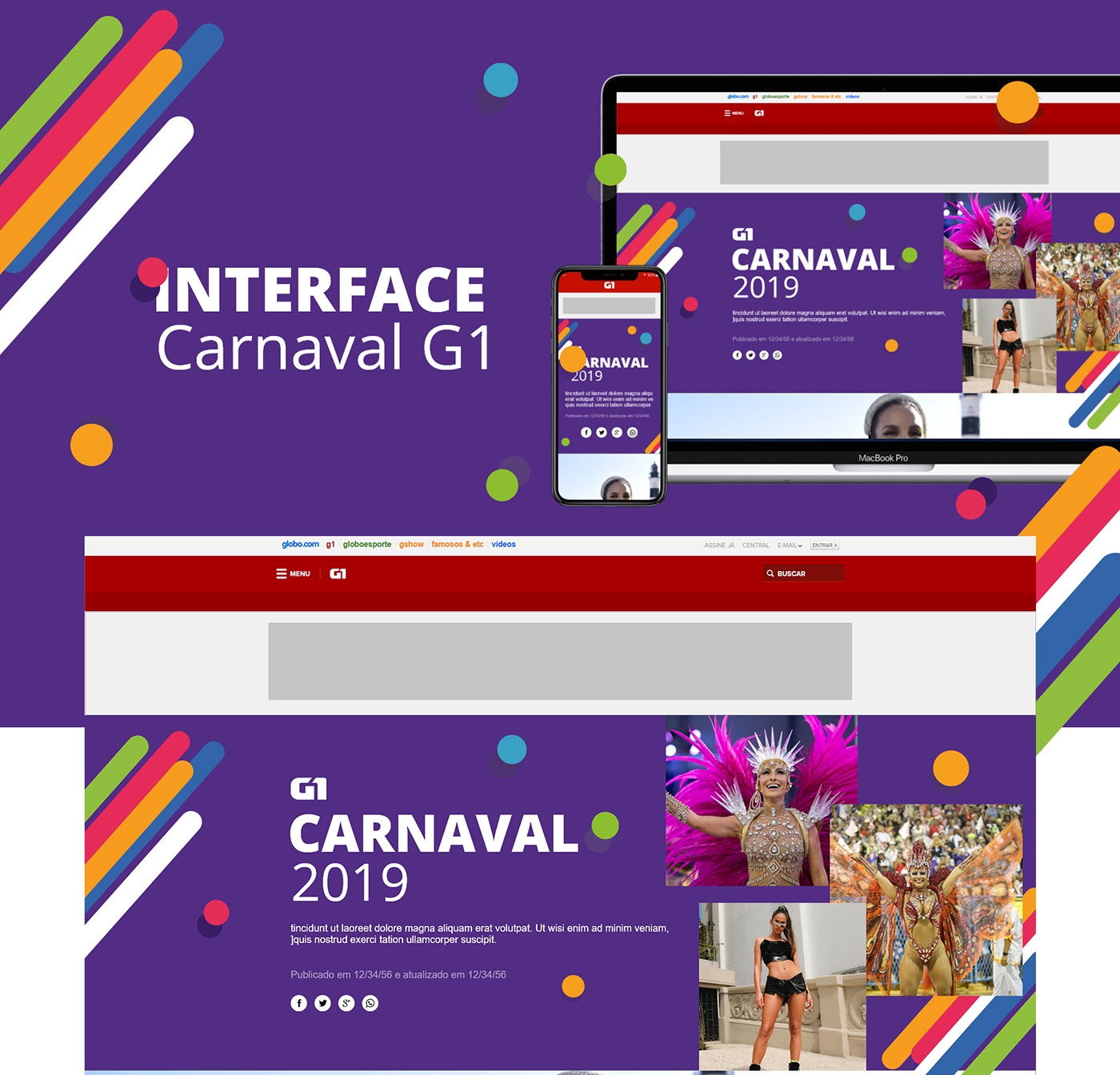 user interface UI interaction user experience art direction  Digital Art  journal rede globo g1 Carnaval