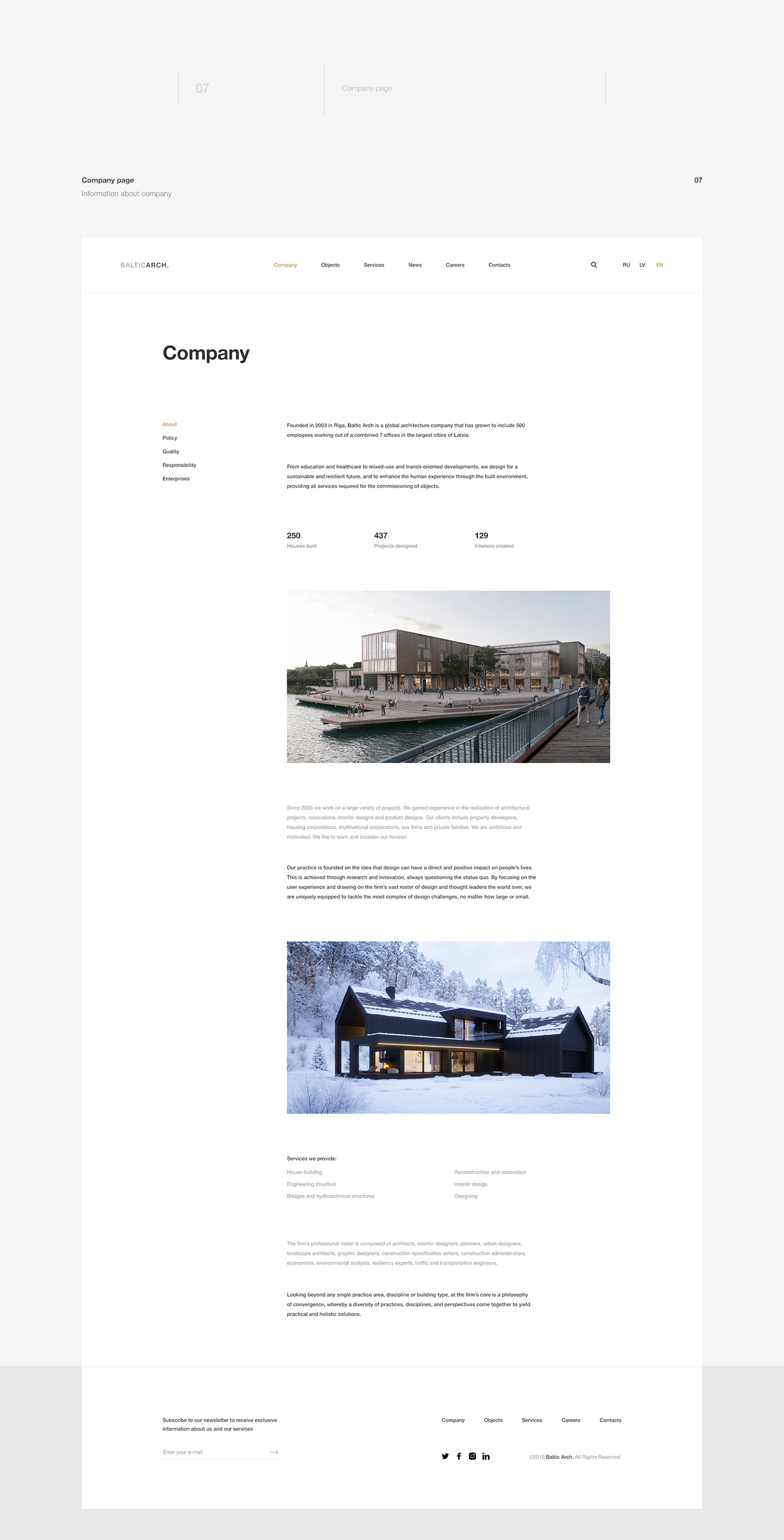 UI ux architecture building company industrial Web real estate property house