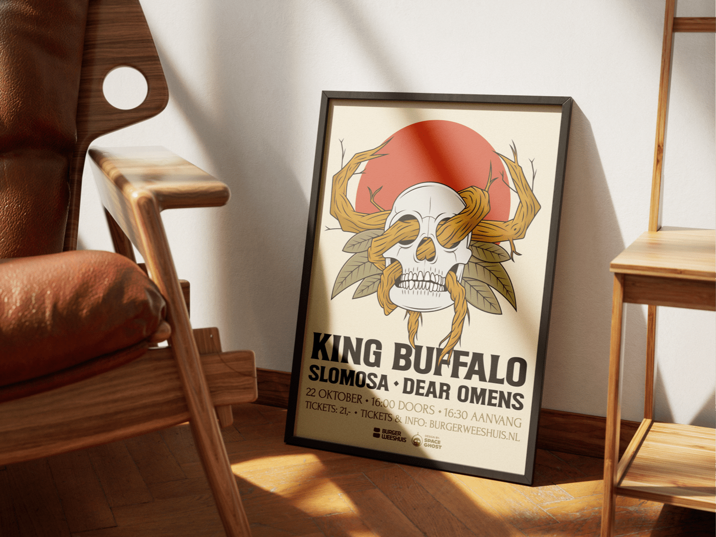 adobe illustrator skull roots antlers red moon Poster Design music digital illustration leaves Buffalo
