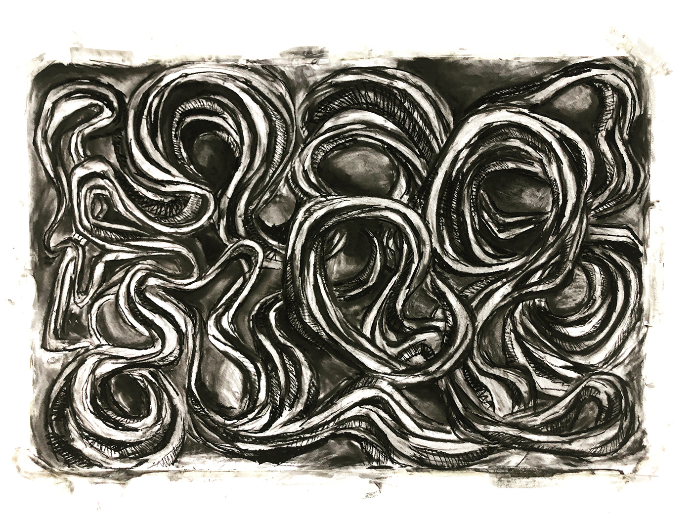 art big canvas Big Format charcoal Charcoal Drawing charcoaldrawing fine art kulltegning Swirls