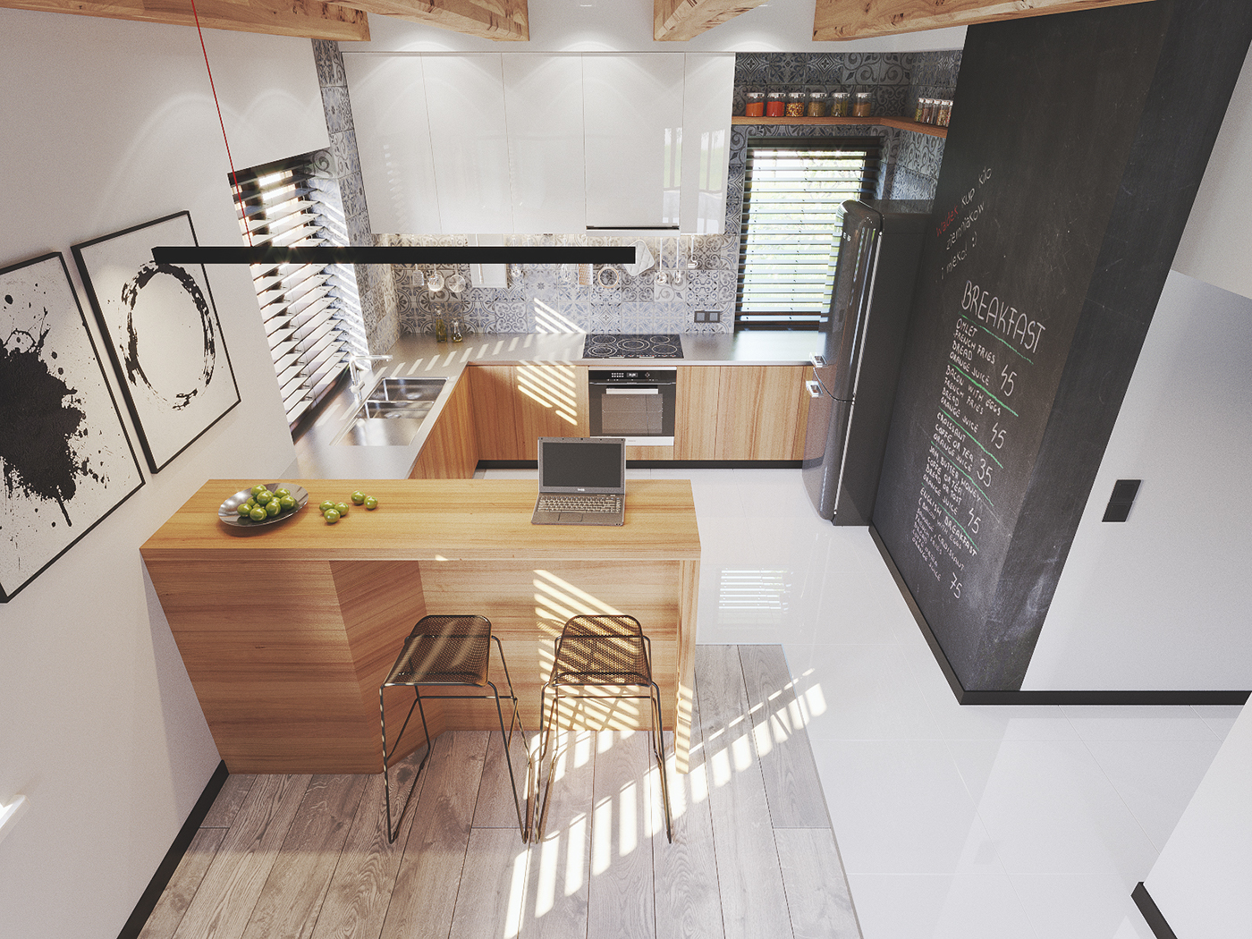 chalkboard paint interior design  scandinavian kitchen light wood kitchen kitchen interior interior visualisation
