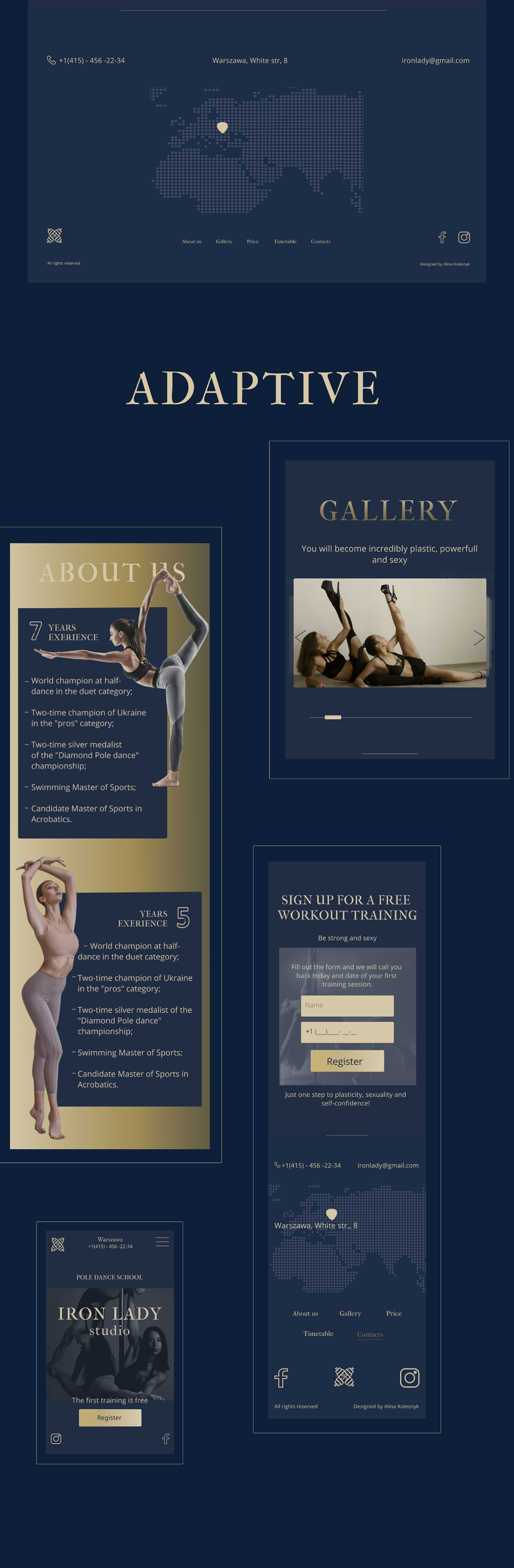 UI/UX Figma Web Design  landing page ui design pole dance woman school sports Web