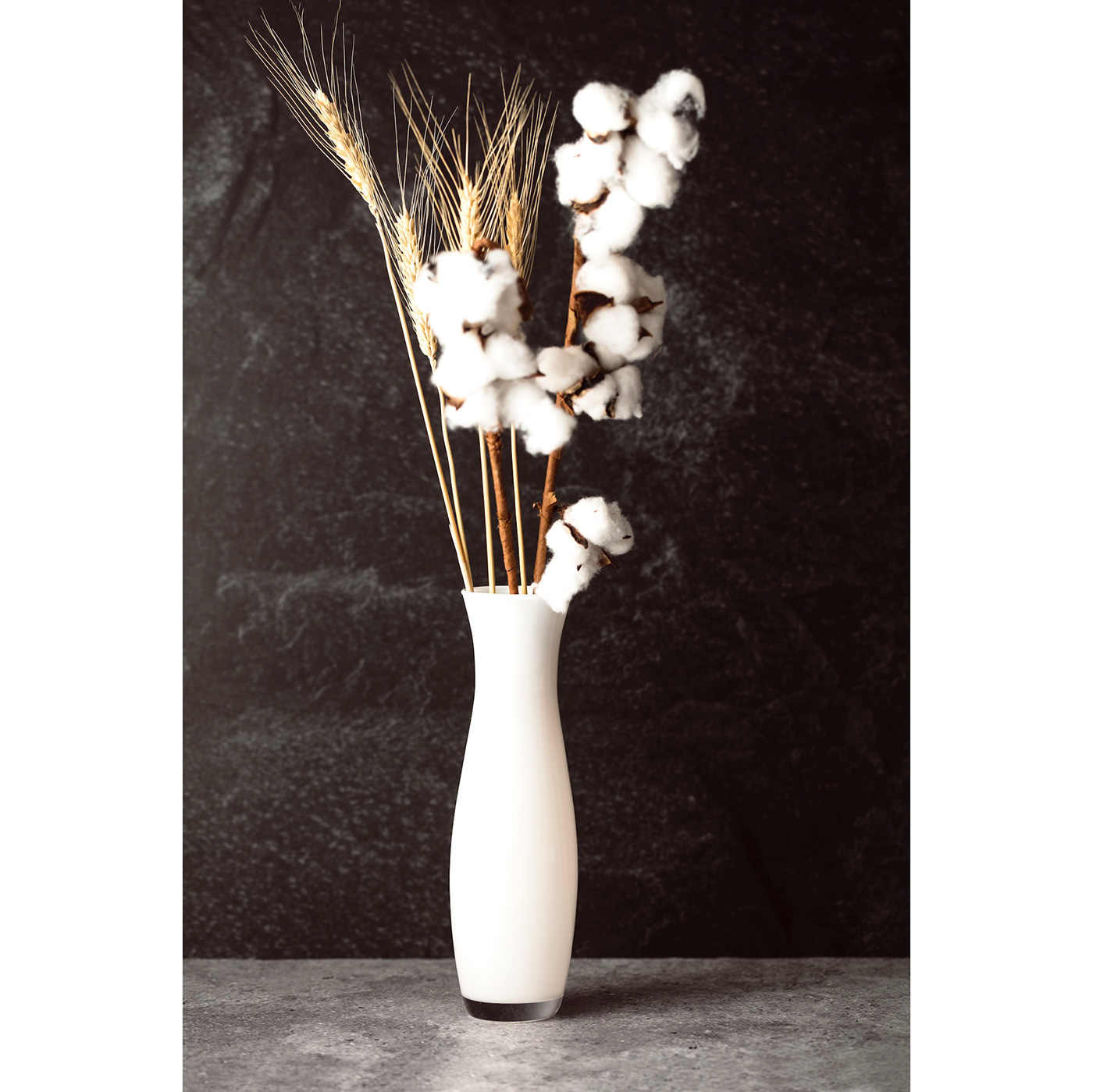cotton Plant Flowers Glass vase