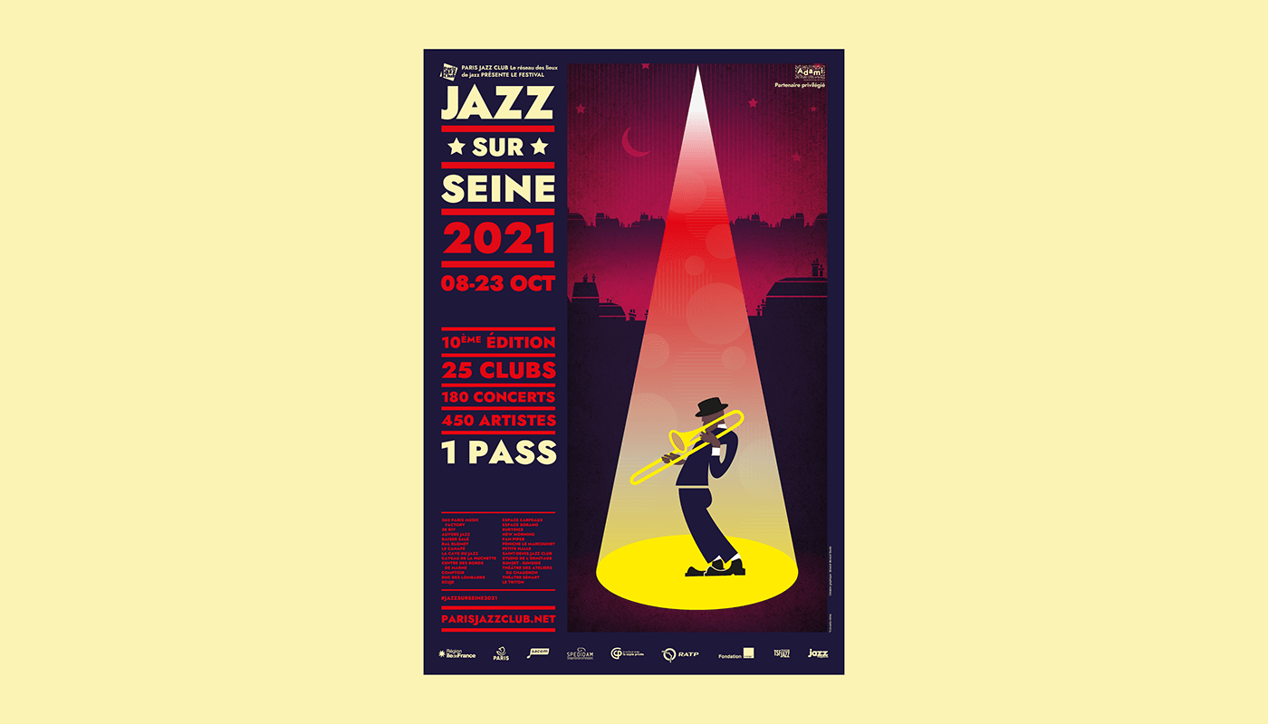 communication direction artistique edition festival ILLUSTRATION  jazz Paris poster typography   video