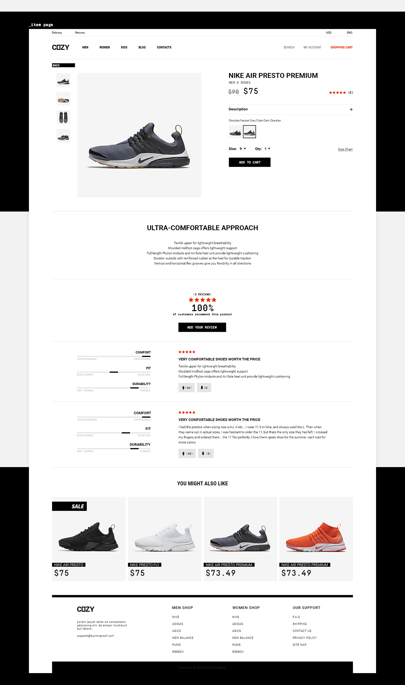 Sport Shoes website on Behance