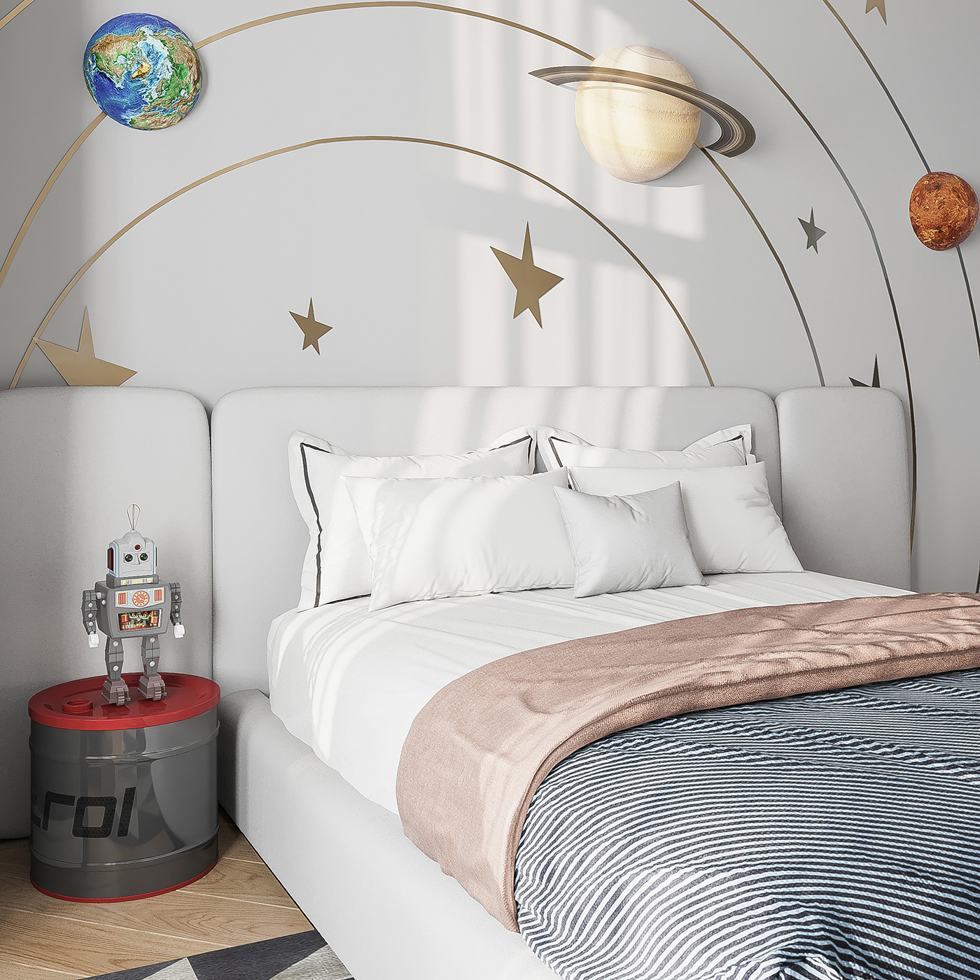 3dsmax bedroom children room interior design  kids modern Render Space  visualization
