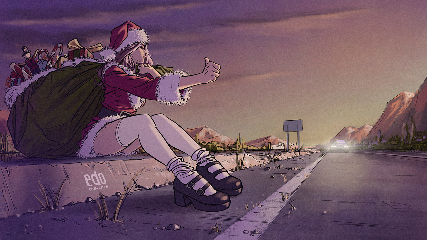merrychristmas Christmas navidad sexy Santa Claus Hot road girl pinup holidayseason
