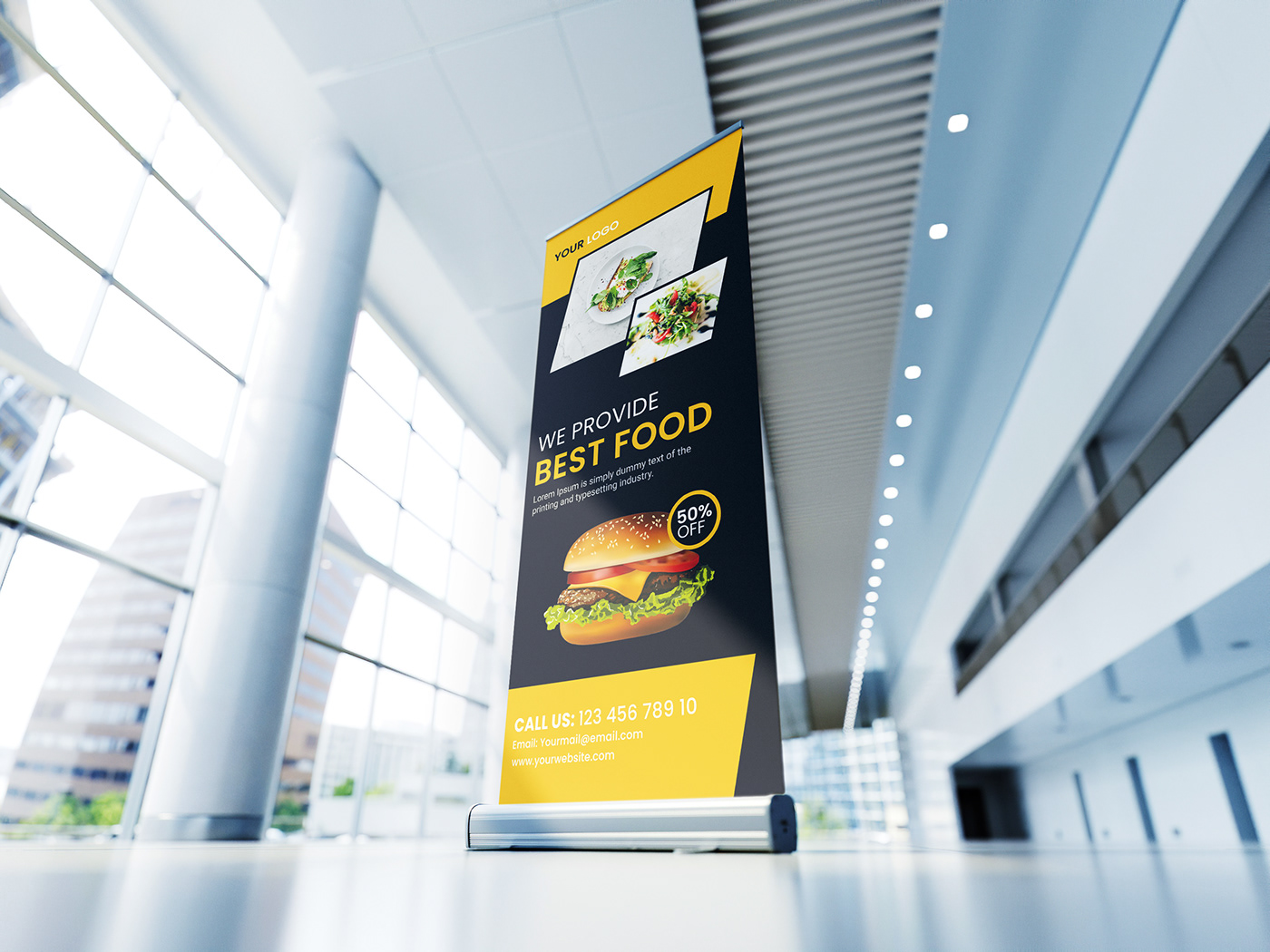 burger Clean Design corporate Fast food food rollup Pizza pizza rollup restaurant rollup shop