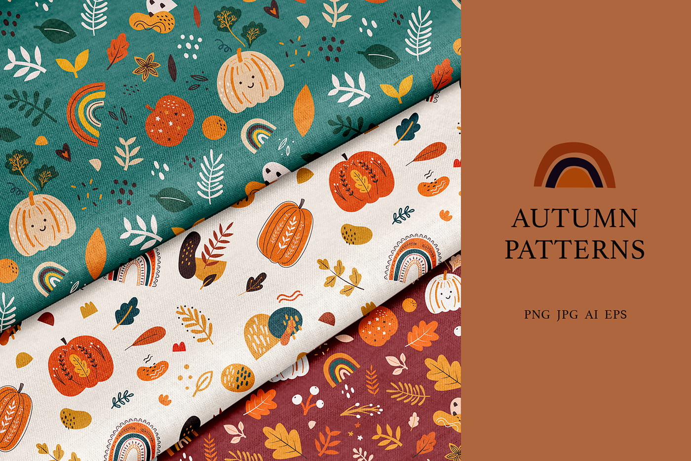 abstract design autumn autumn leaves autumn pattern fabric pattern Halloween ILLUSTRATION  kids design seamless pattern thanksgiving
