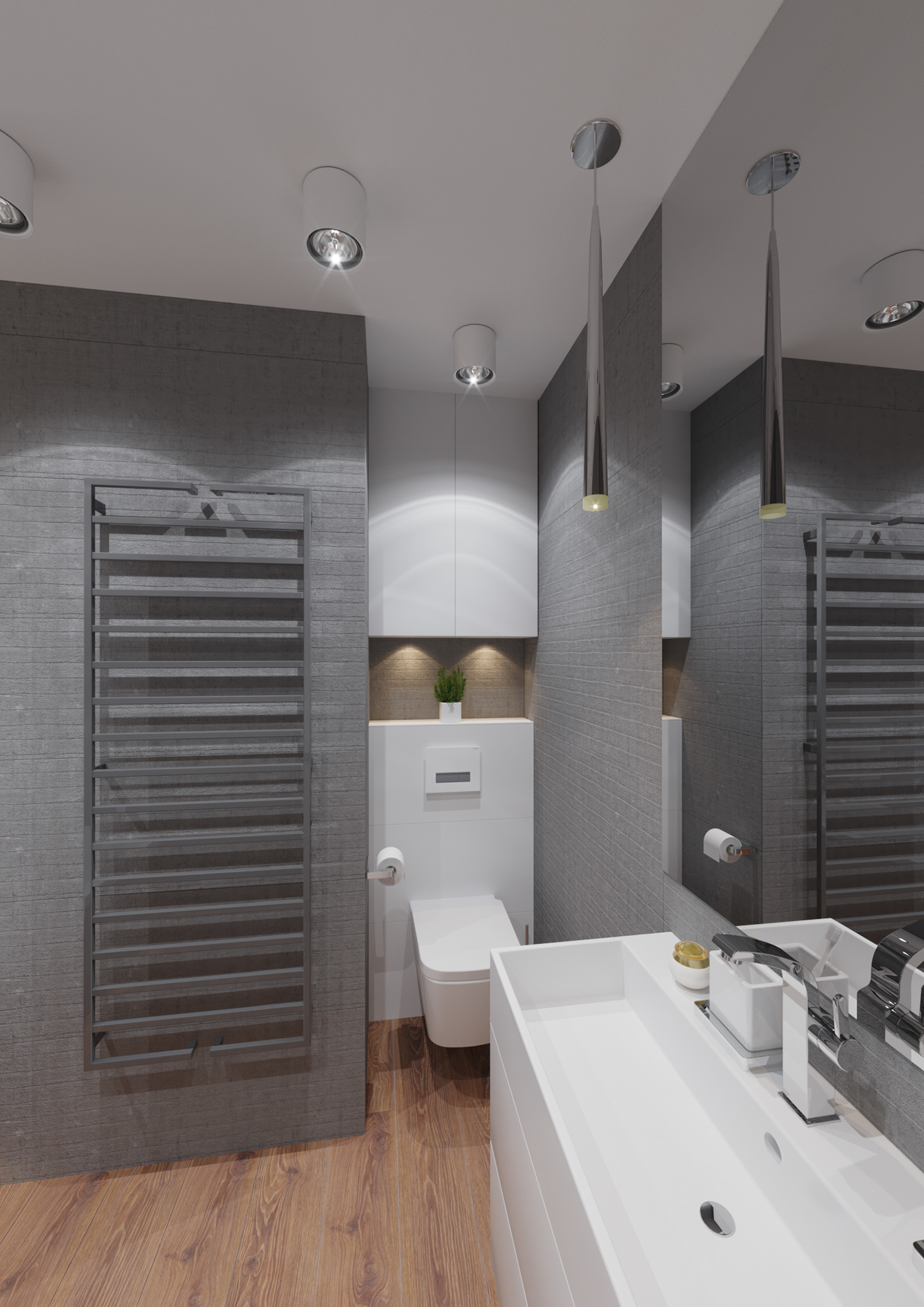 CGI 3D bathroom concrete corona-renderer White grey