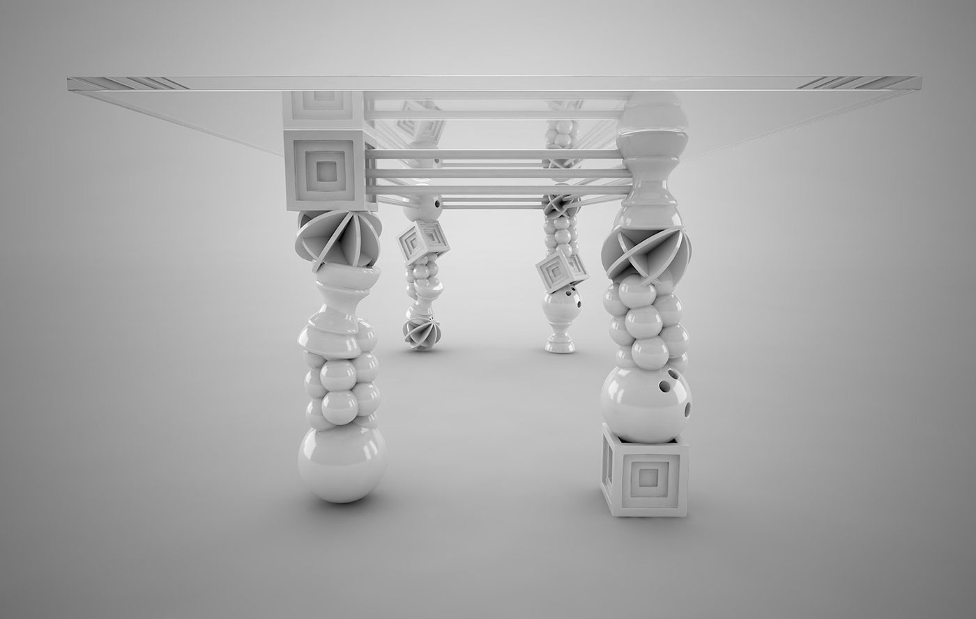 Adobe Portfolio tchotchke toy kitsch White black gold table furniture contemporary