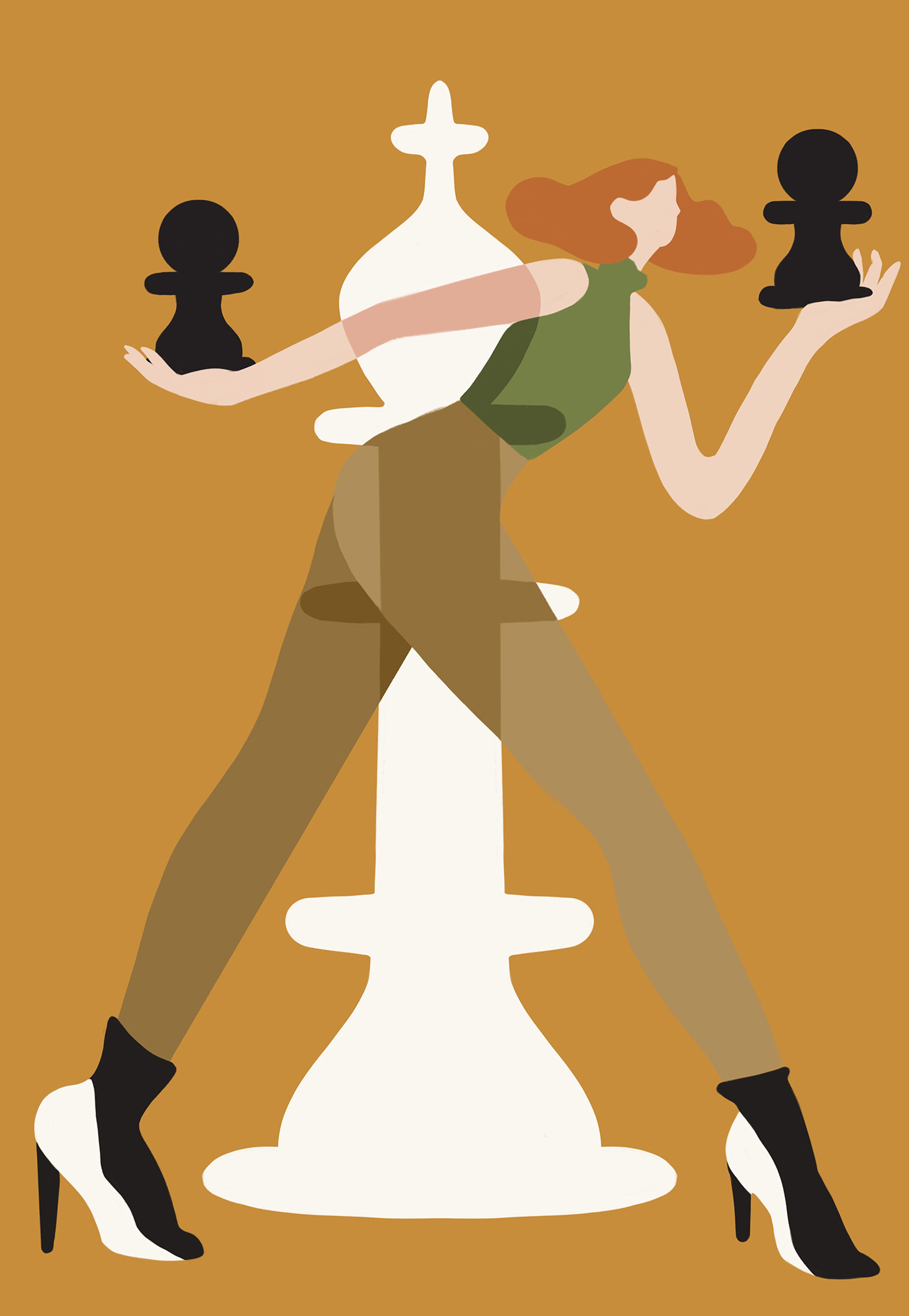 poster woman illustration chess animal illustration Sleeping Illustration
