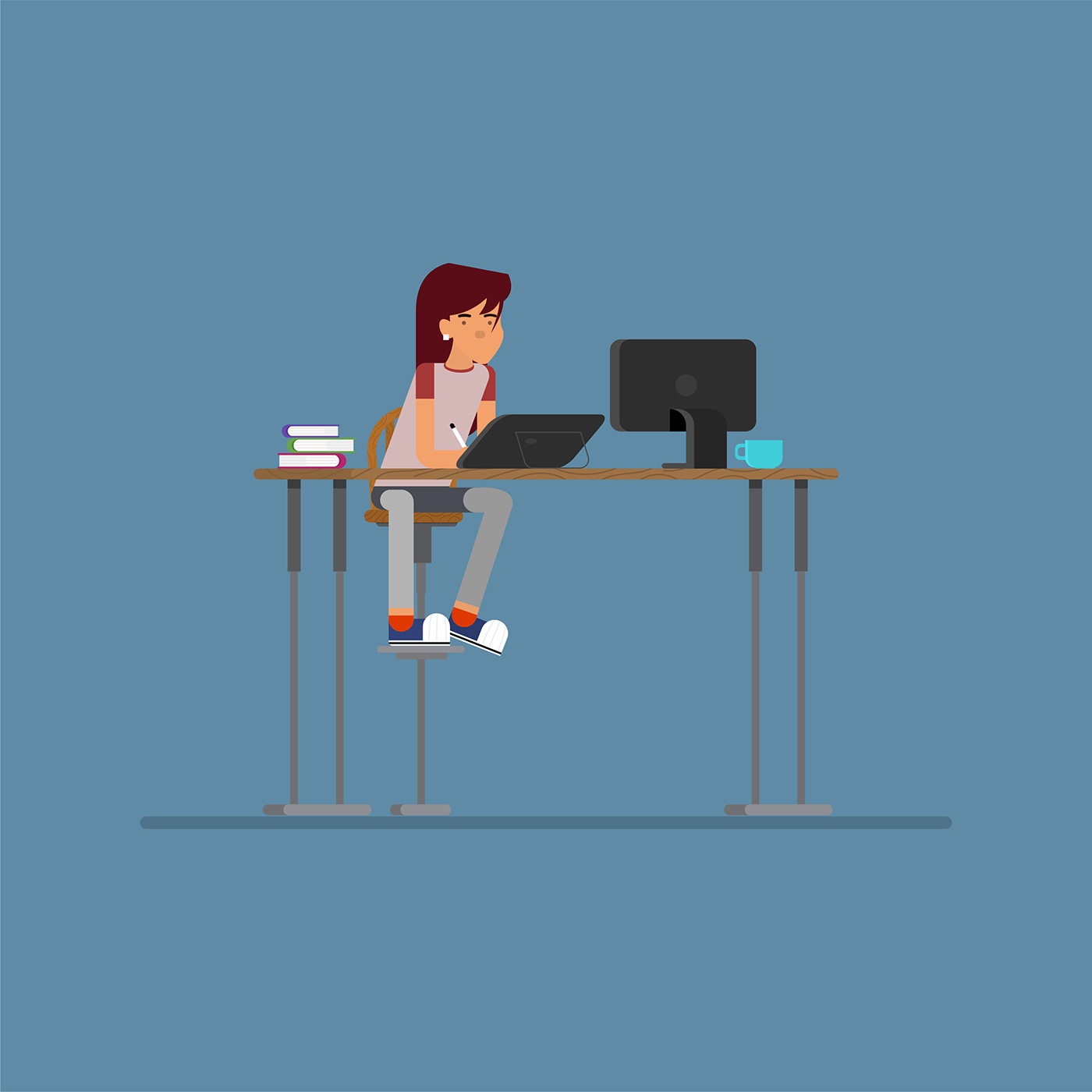 flat Character flat art style Character design Oct2017 ILLUSTRATION  Office designers tutorial workspace