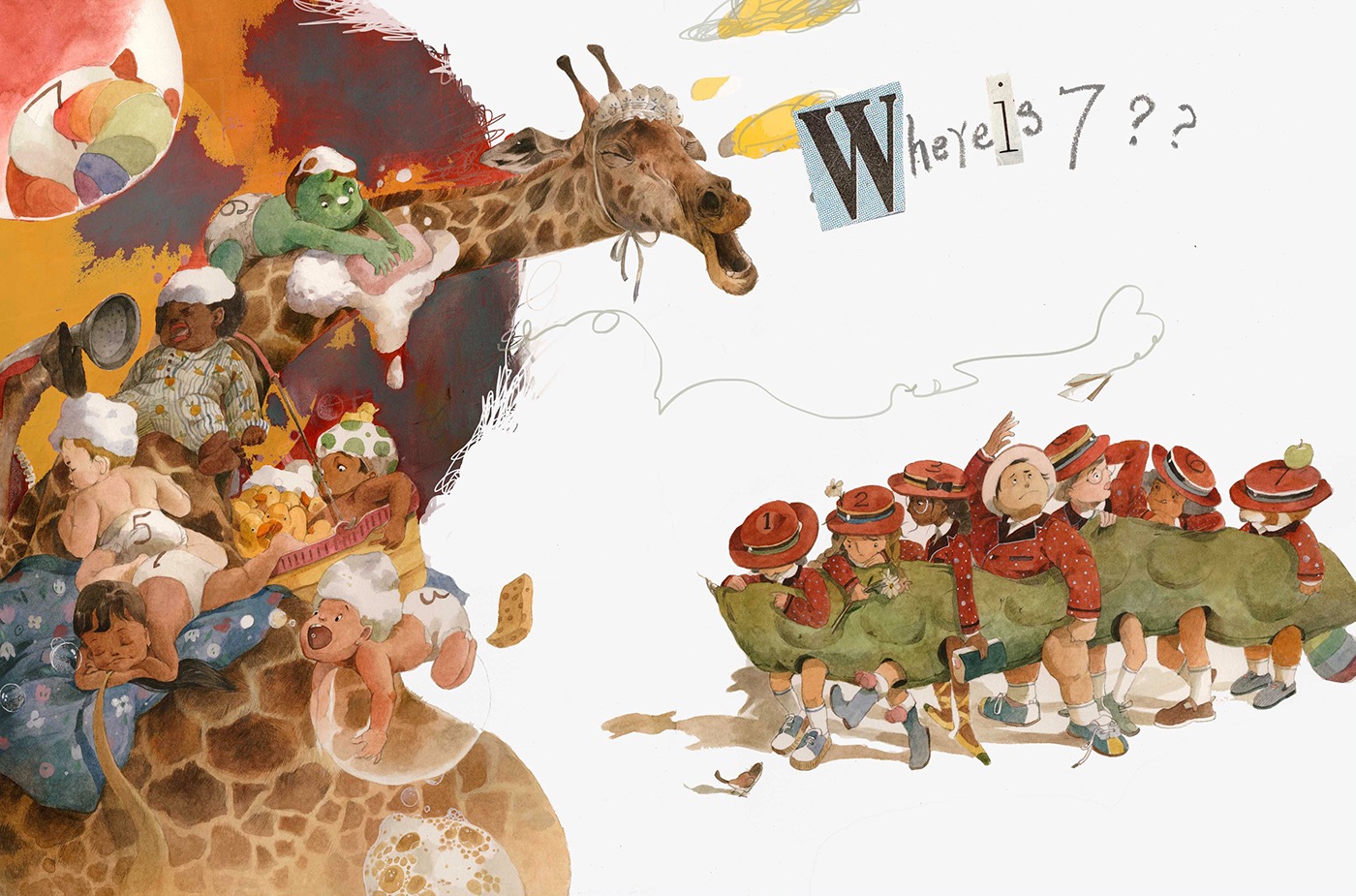 ILLUSTRATION  children book publishing   Lucky number 7 Vicky Zhang art vintage illustration storytelling  