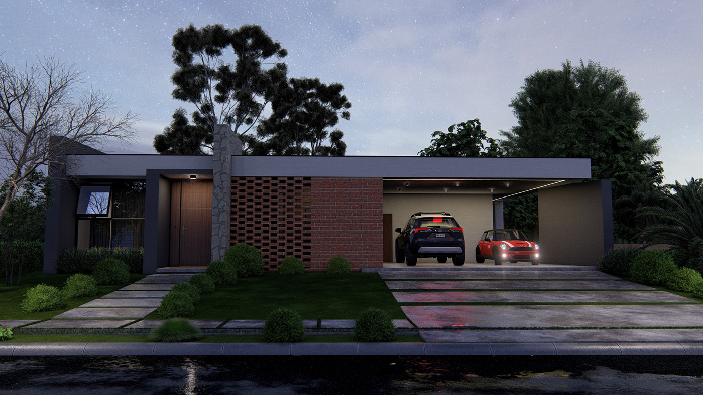 horizontal design architecture 3D modern visualization Render archviz exterior skecth