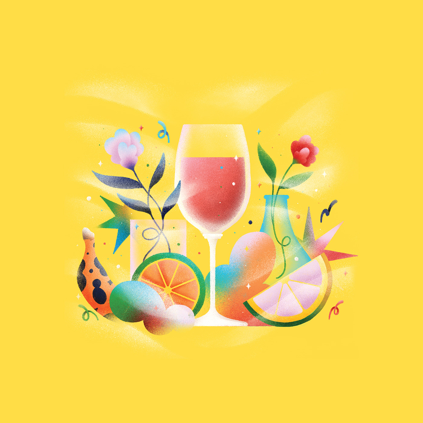 Brazil drink editorial flower ILLUSTRATION  Latin wine characters colorful Fruit