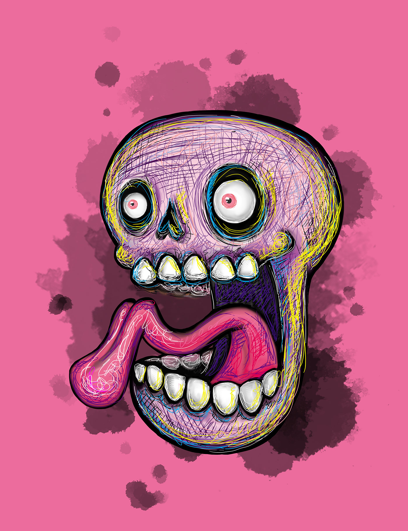 Digital Drawing skull cartoon
