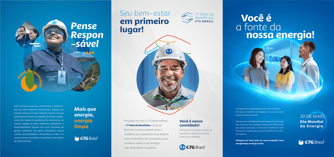 clean energy employer branding graphic design  hydroelectric industrial brand Comunicação Interna Key Visuals employer brandign