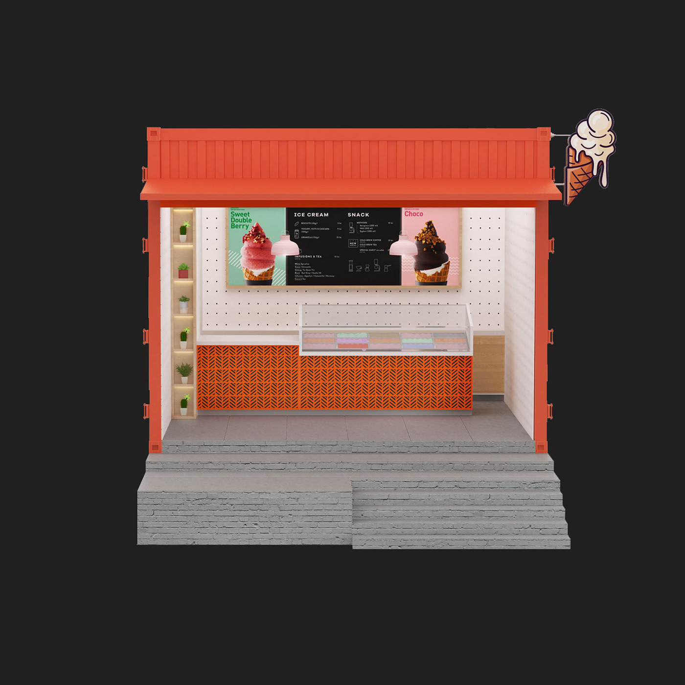 3dmodel booth cafe coffeshop exhibiton icecream Kiosk Stand Tacos