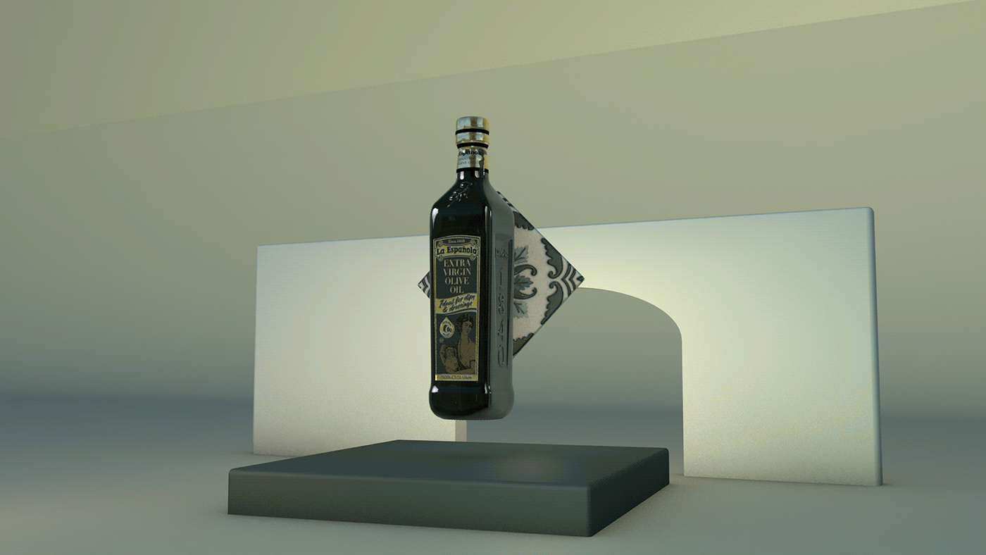 3D 3d modeling 3d motion bottle c4d La Española Olive Oil Packaging spanish still life