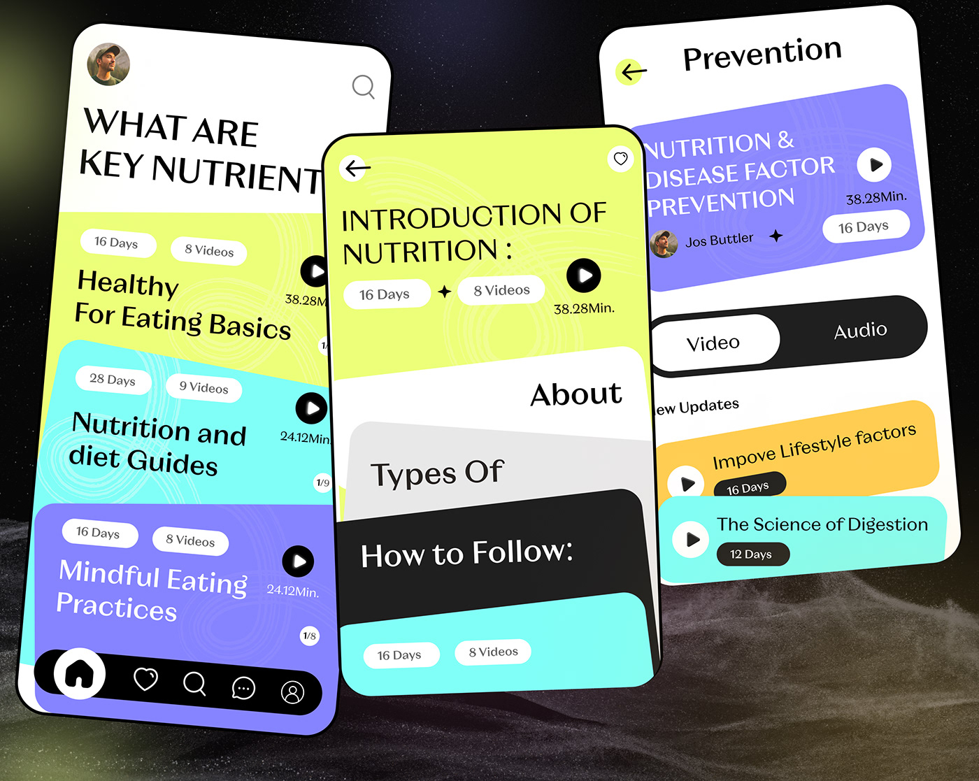 nutrition Guide app design UI/UX application Figma Mobile app Case Study design Graphic Designer