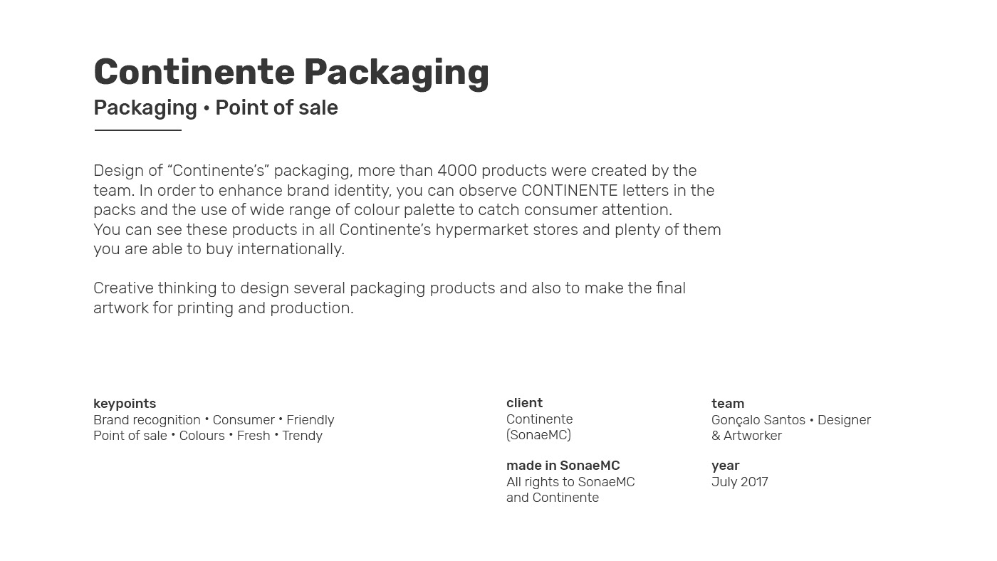 Continente Food  Label Packaging Packshot Point of Sale pos Rebrand Retail Sonae