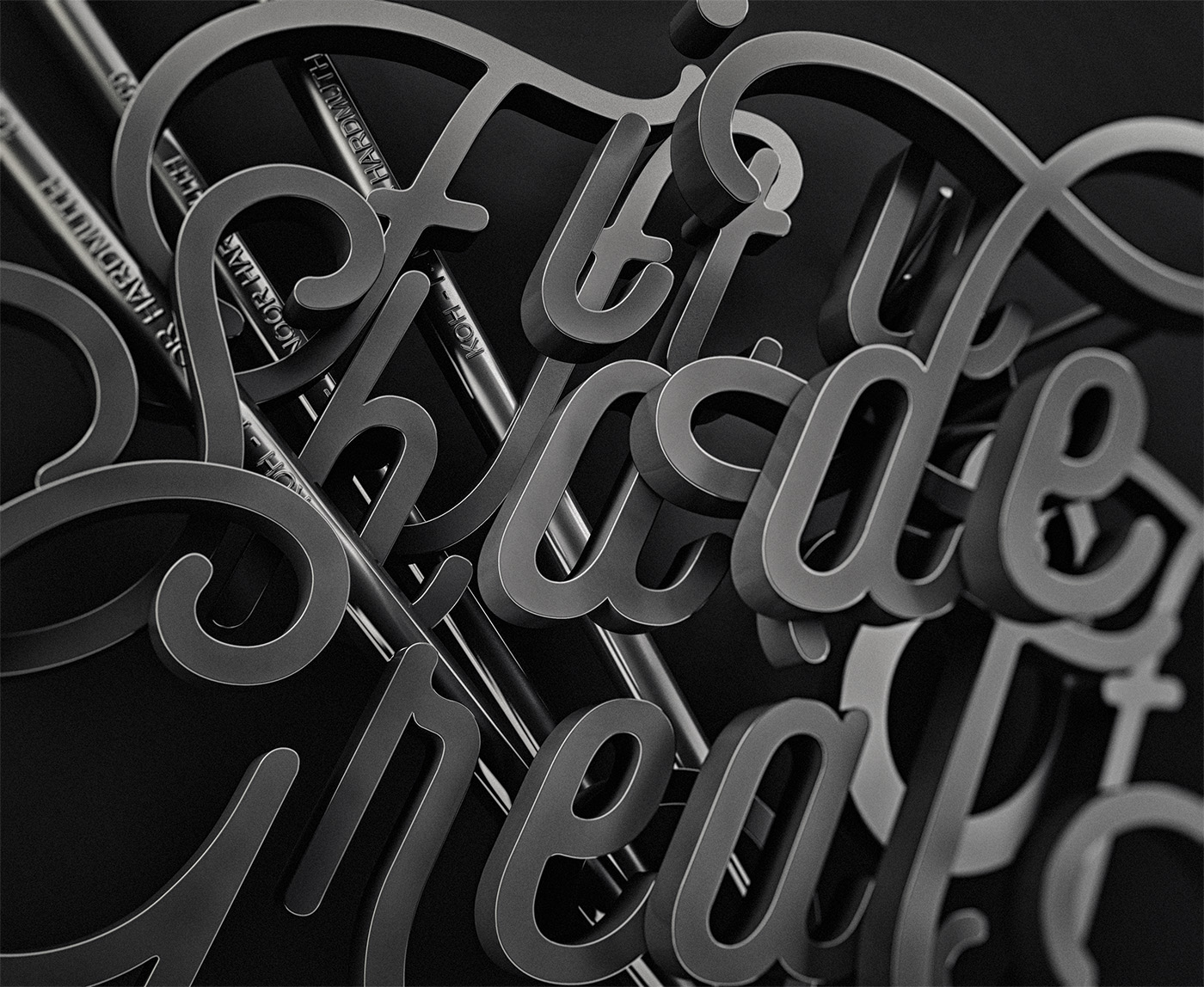 type typography   red 3D Script communication inspiration
