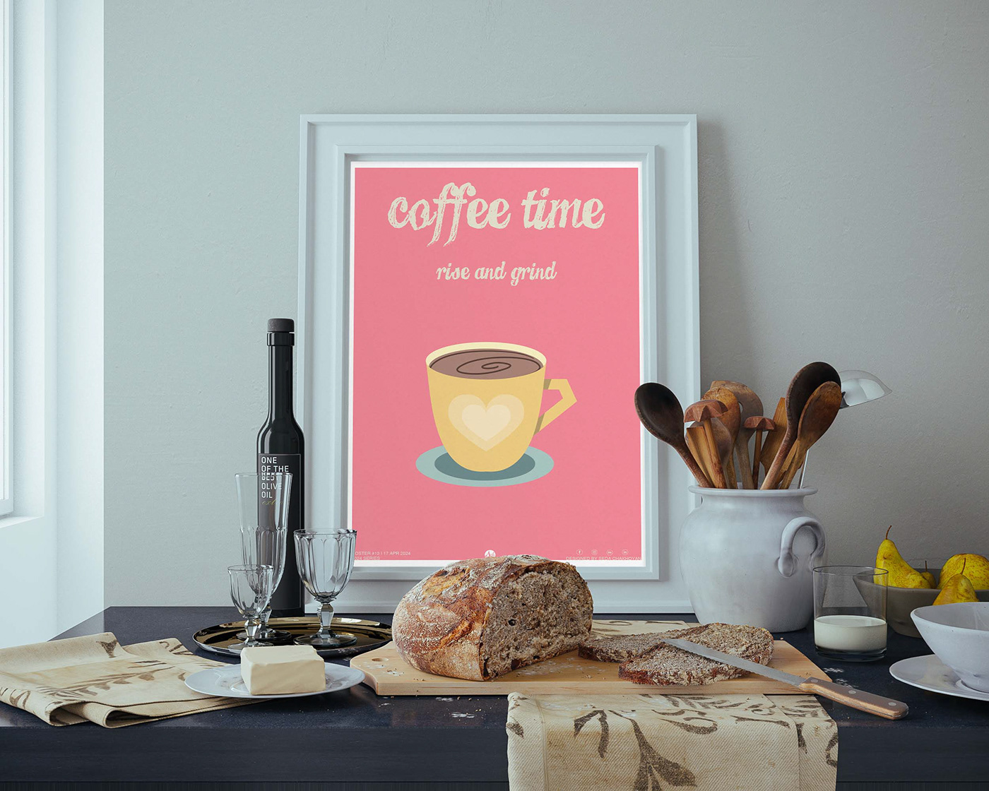graphic design  poster Poster Design Retro ILLUSTRATION  kitchen cafe CafePoster design retrodesign
