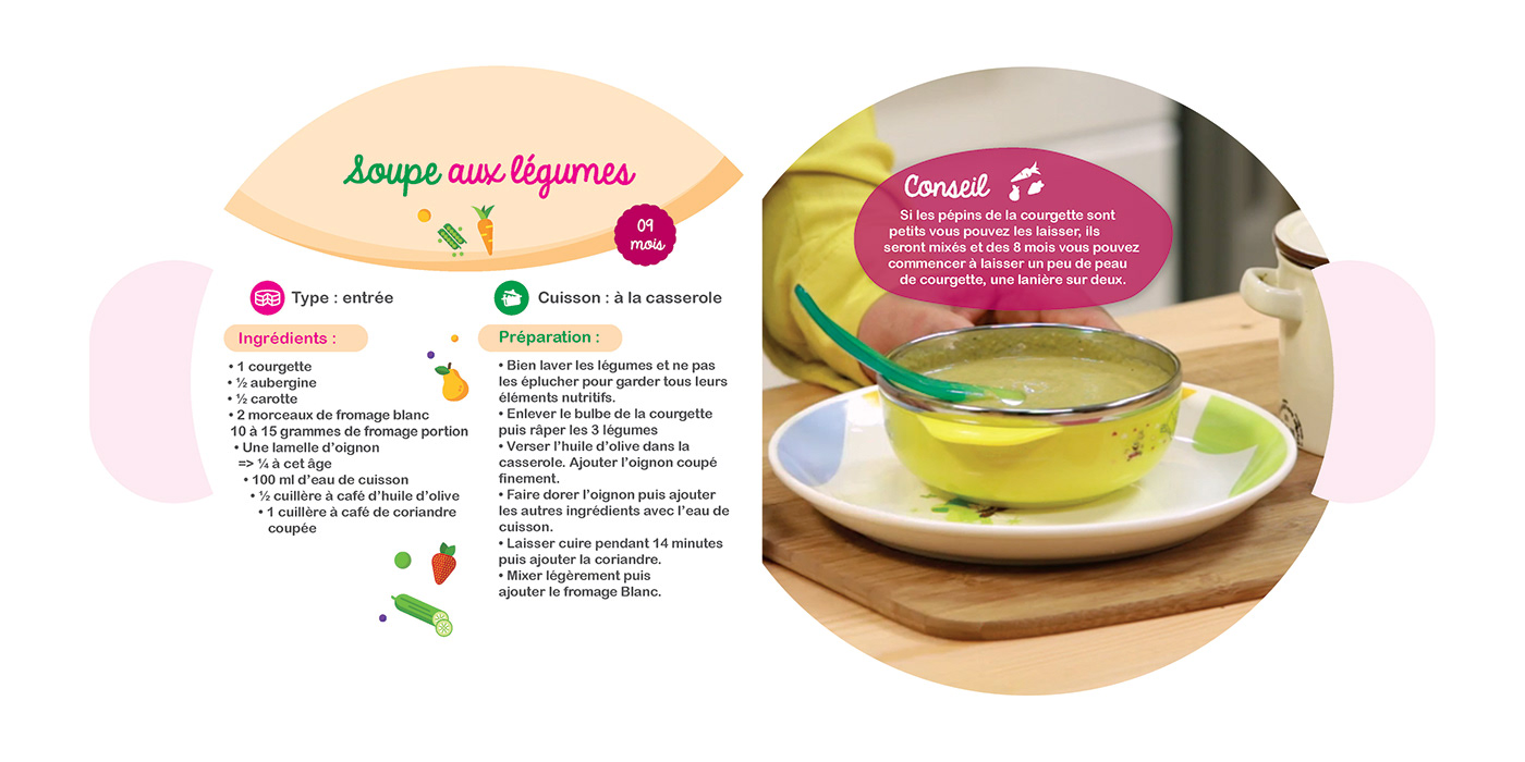 livret recipe Booklet Layout magazine editorial cuisine cooking bledina