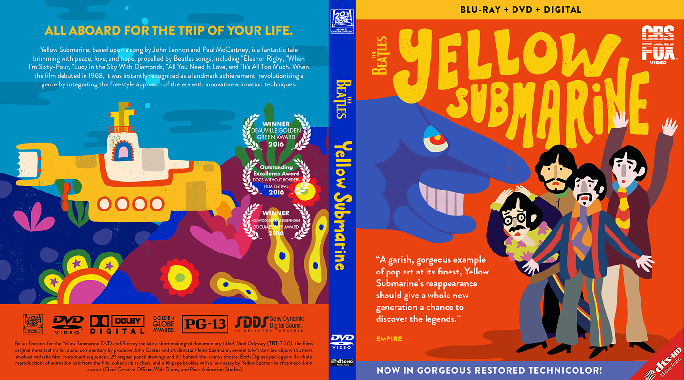 the beatles Yellow Submarine trippy dvd cover blu ray disk cd disc movie Film  