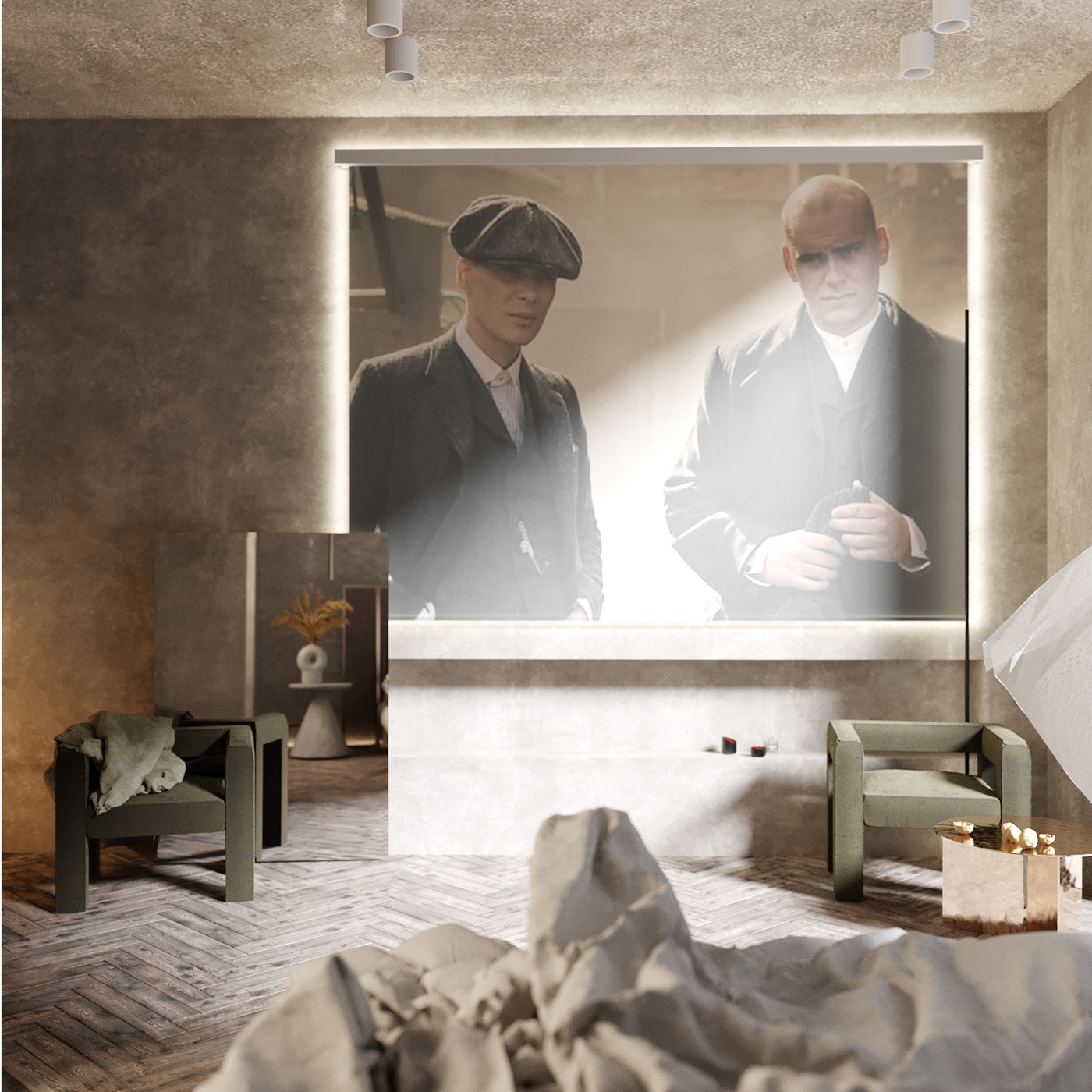 archiviz bedroom coronarenderer enthnic HORECA hotel Interior minimal plaster Wabisabi