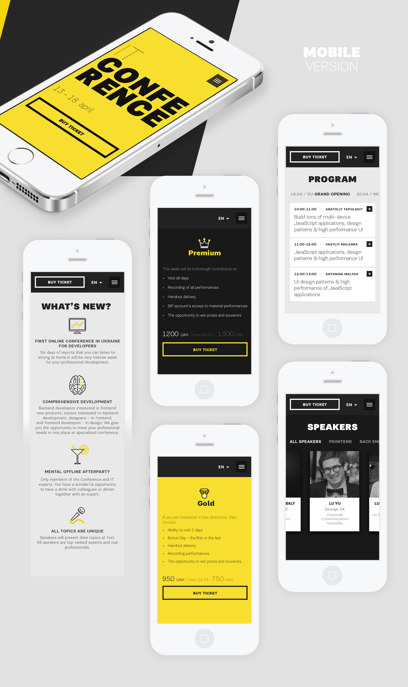 landing flat bright minimal yellow conference RESPONCIVE mobile