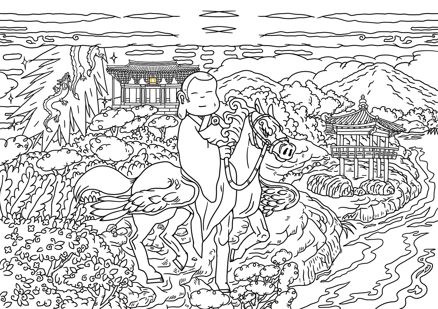 설화 전통 tale traditional Korea artwork Digital Art  ILLUSTRATION  cartoon digital illustration