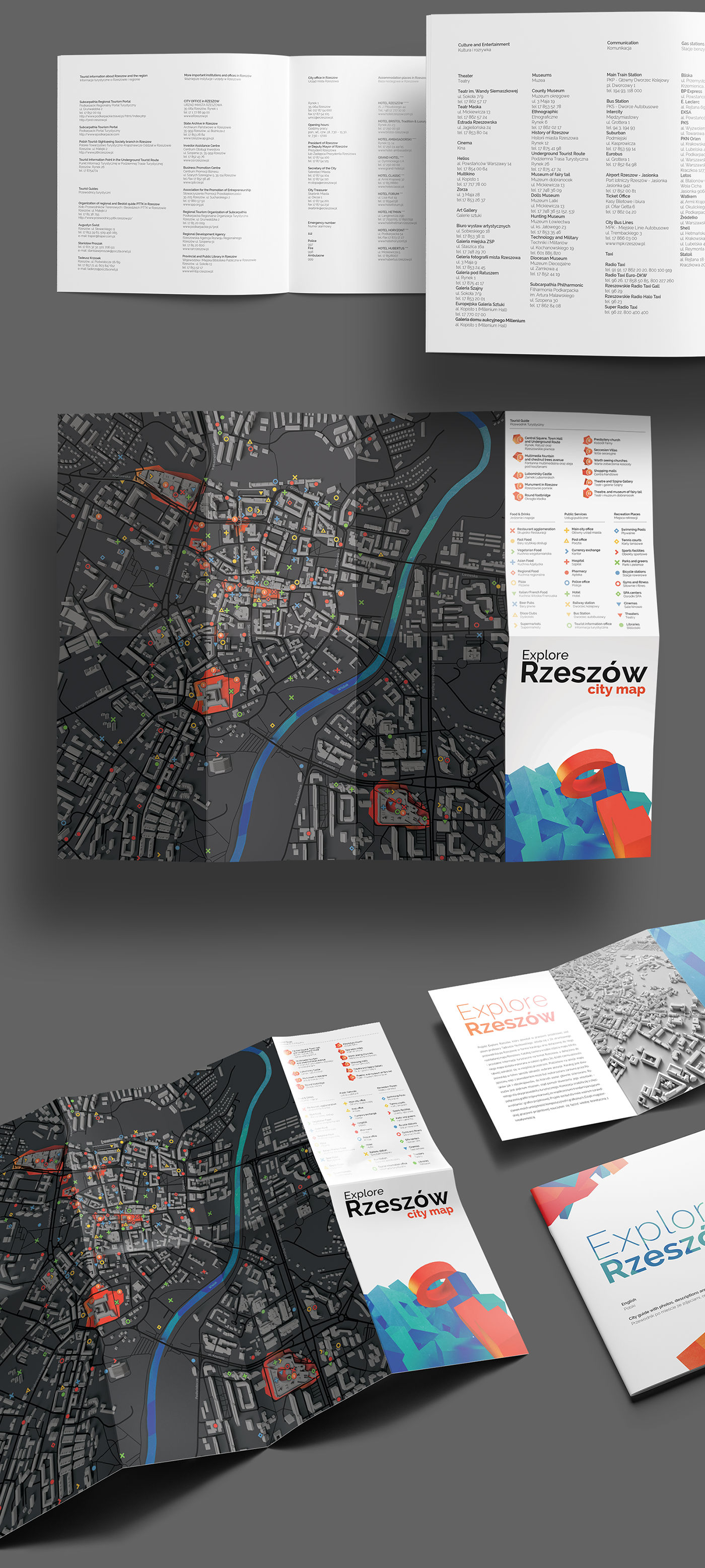 map catalog Guide tourist city rzeszow foldout minimal explore explore rzeszow print folder