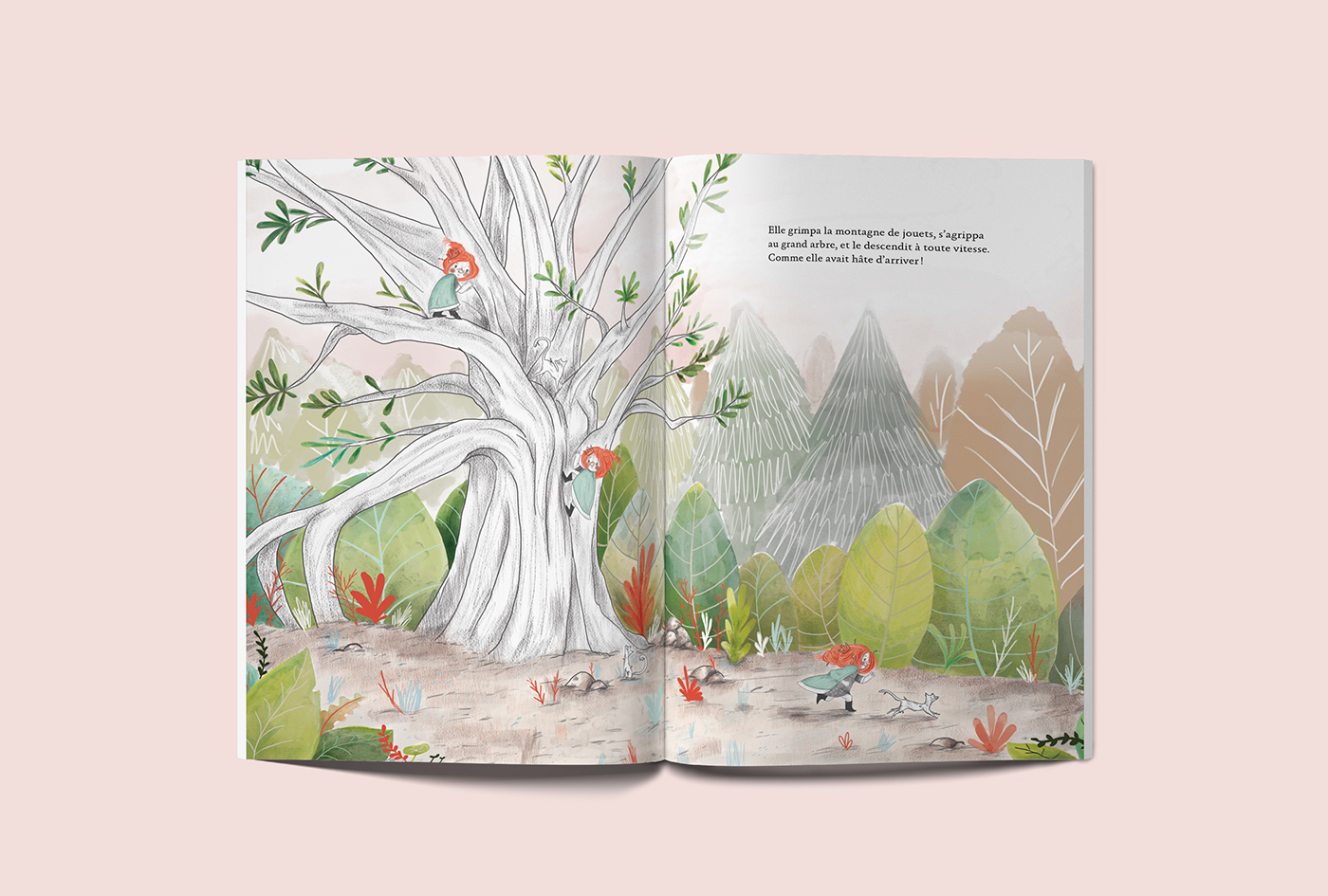Cat forest watercolor children’s book little girl children’s illustration Little Queen childhood