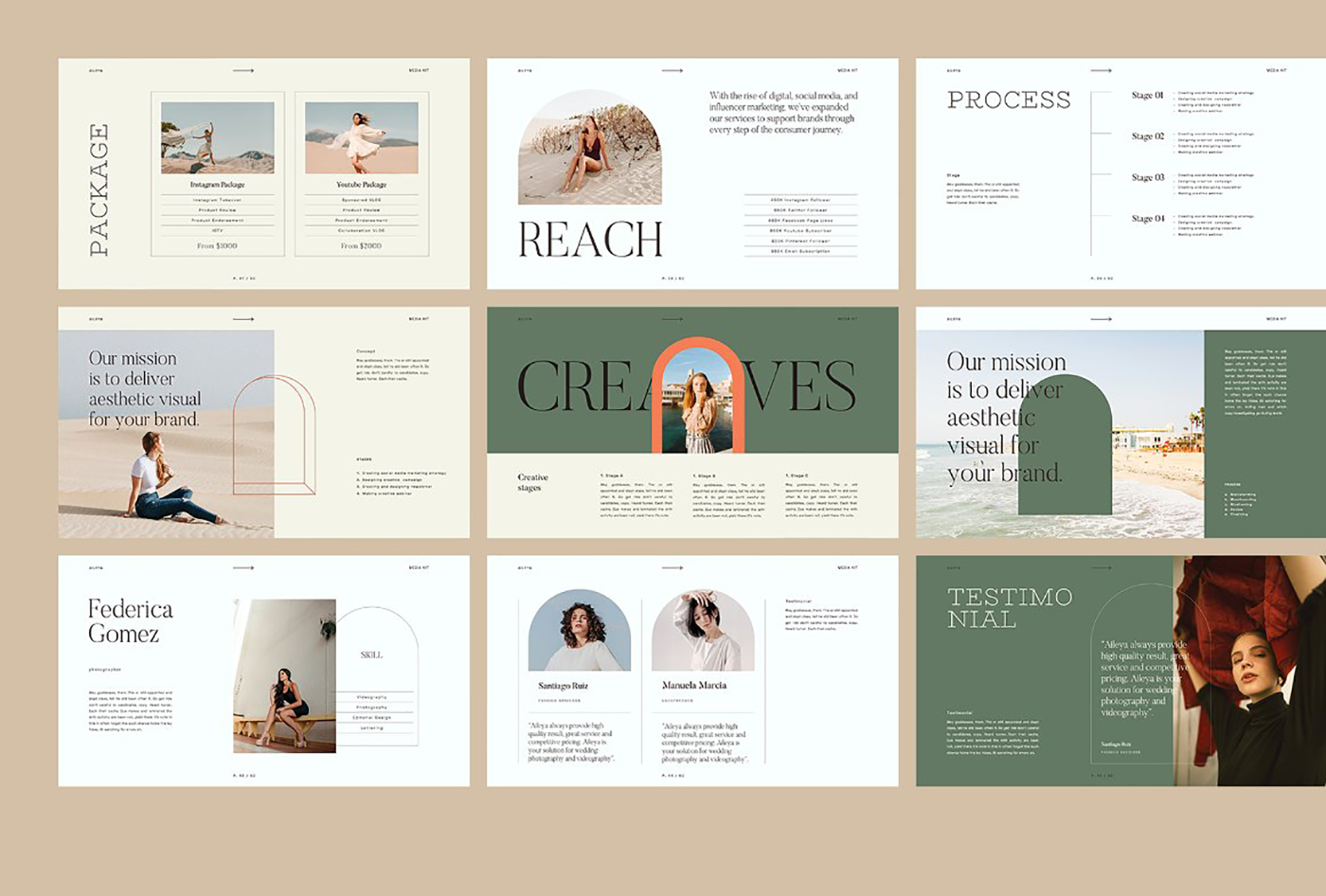 branding  design feminine INFLUENCER marketing   Media Kit Powerpoint presentation press kit webinar