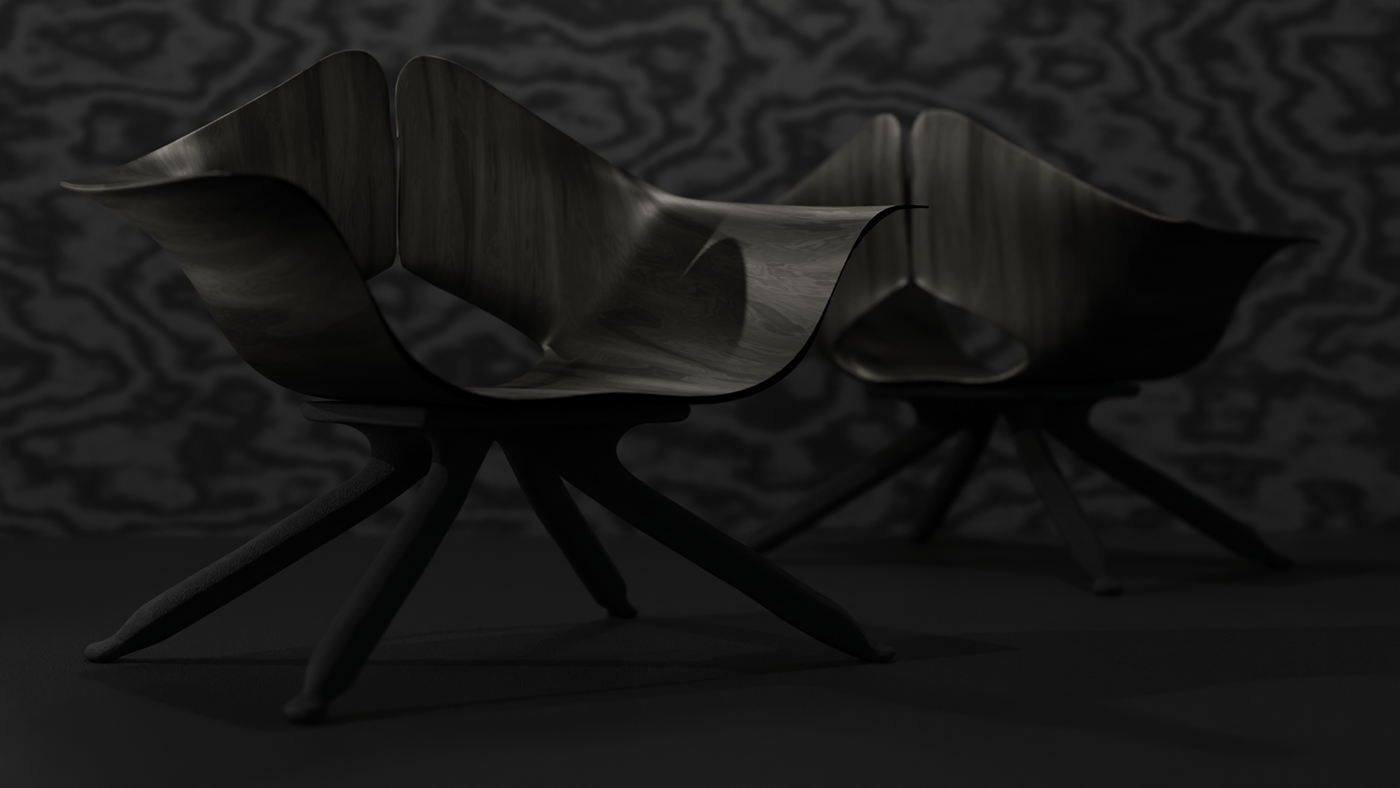 3d animation form design Metamorphosis chair design fusion 360 blender 3d CGI visualizations