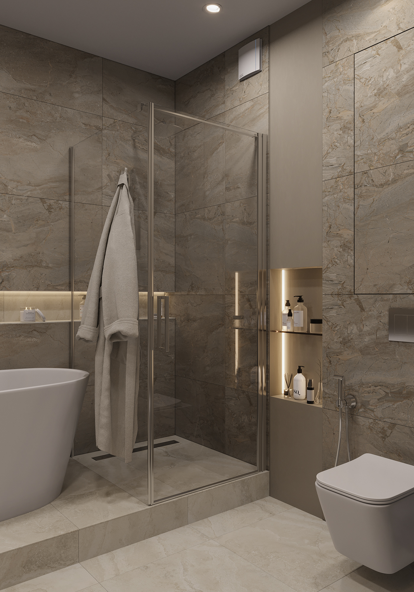 3ds max bathroom beige corona design Interior interior design  modern Render visualization