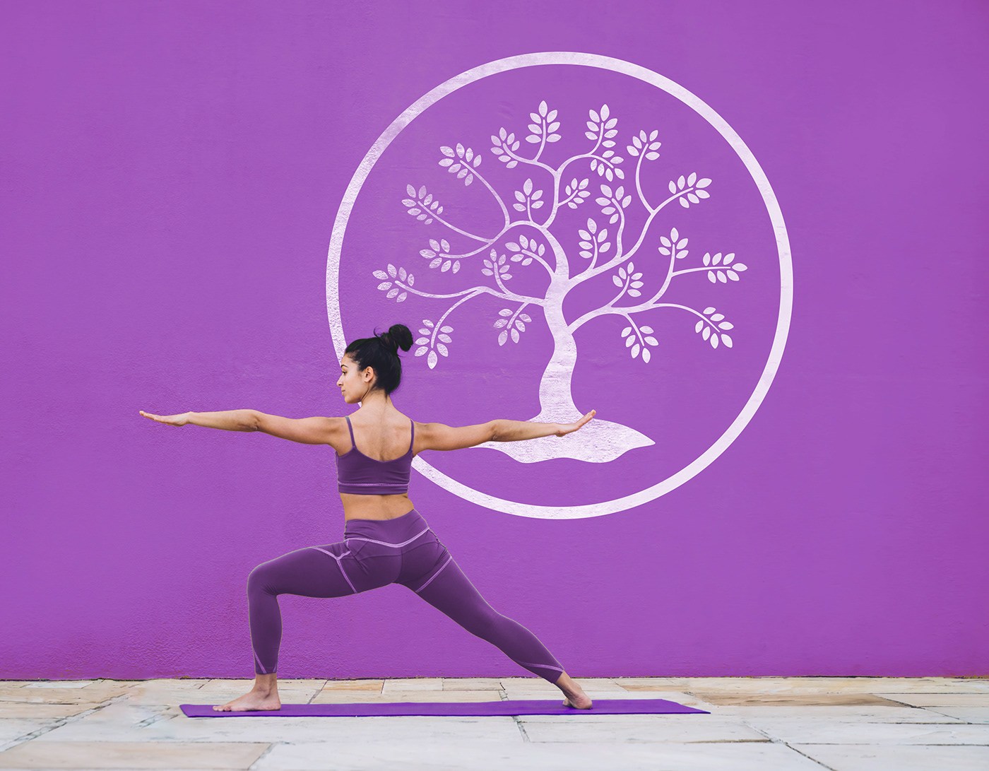 olive purple Tree  Yoga zen brand branding  logo Logo Design
