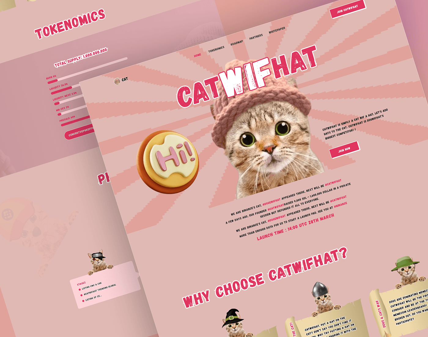 meme coin landing page pepe meme coin website catwifhat perry solana chain