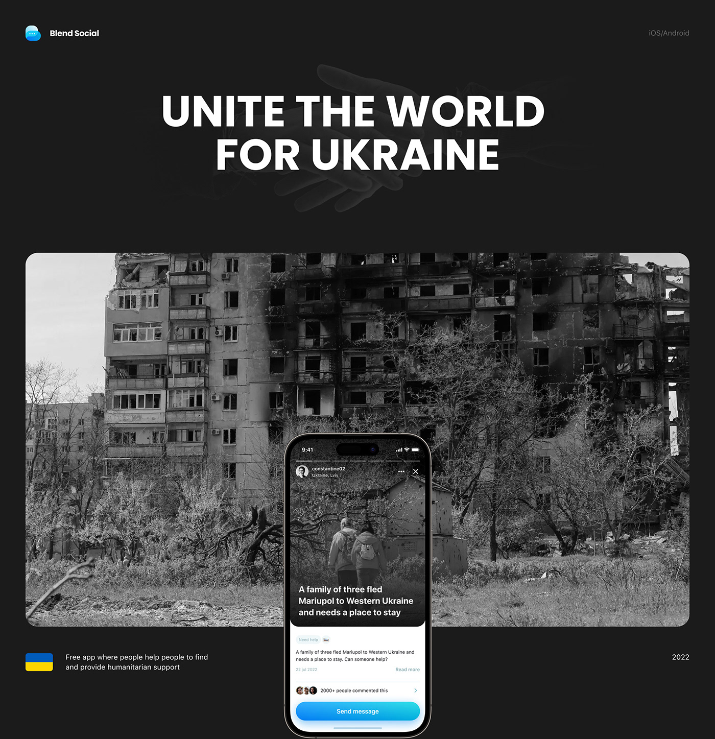 app mobile social media UI/UX ukraine user interface War Humanitarian volunteer support