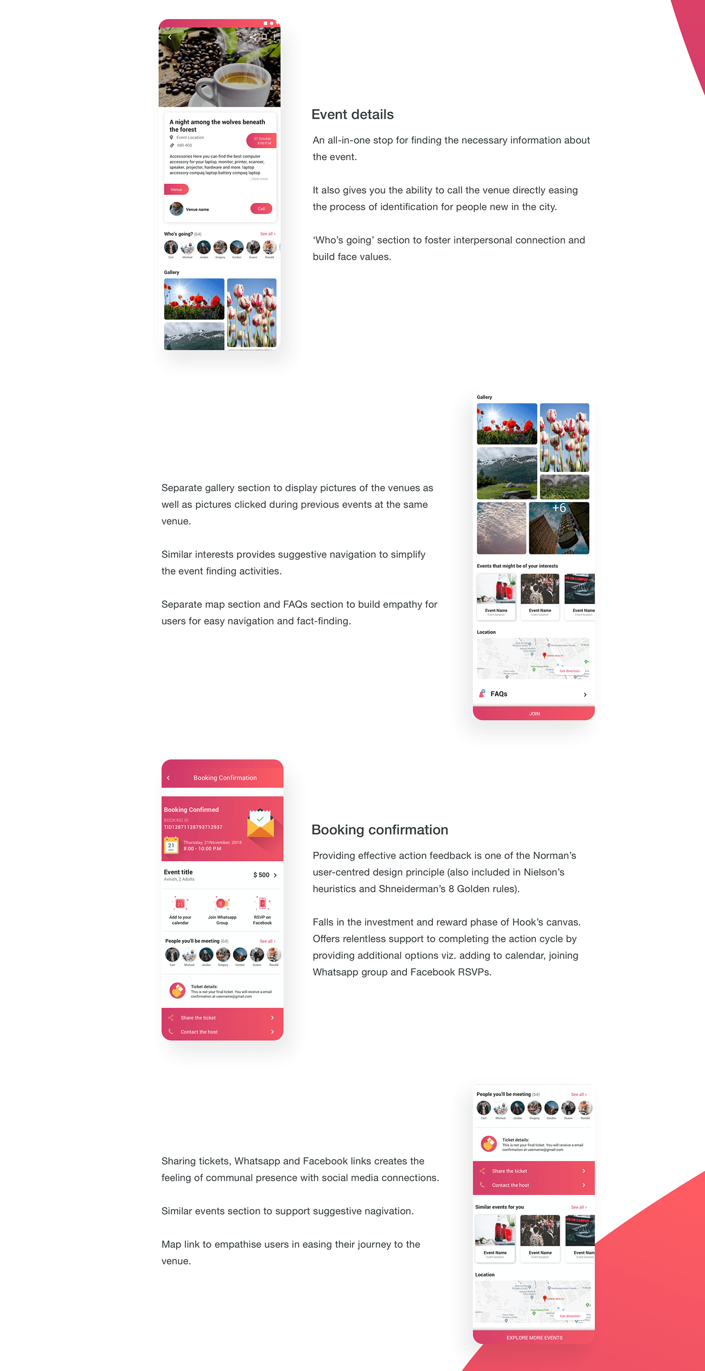 ux UI interaction User research Case Study social Events android redesign groups