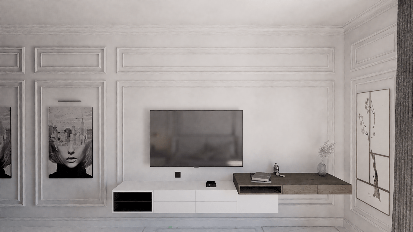 architecture bedroom interior design  minimal modern neoclassic Render SketchUP visualization vray